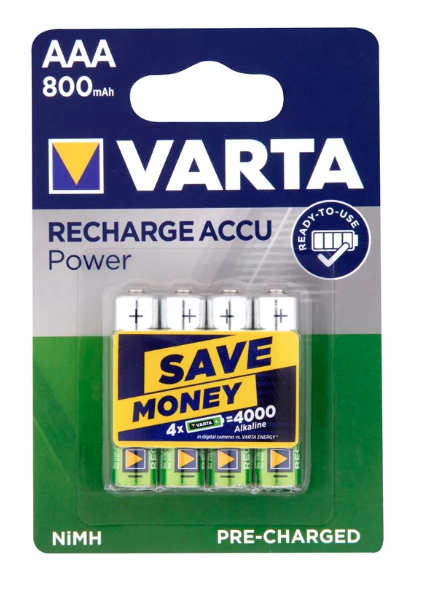 4 x Varta NiMH AAA Rechargeable Batteries