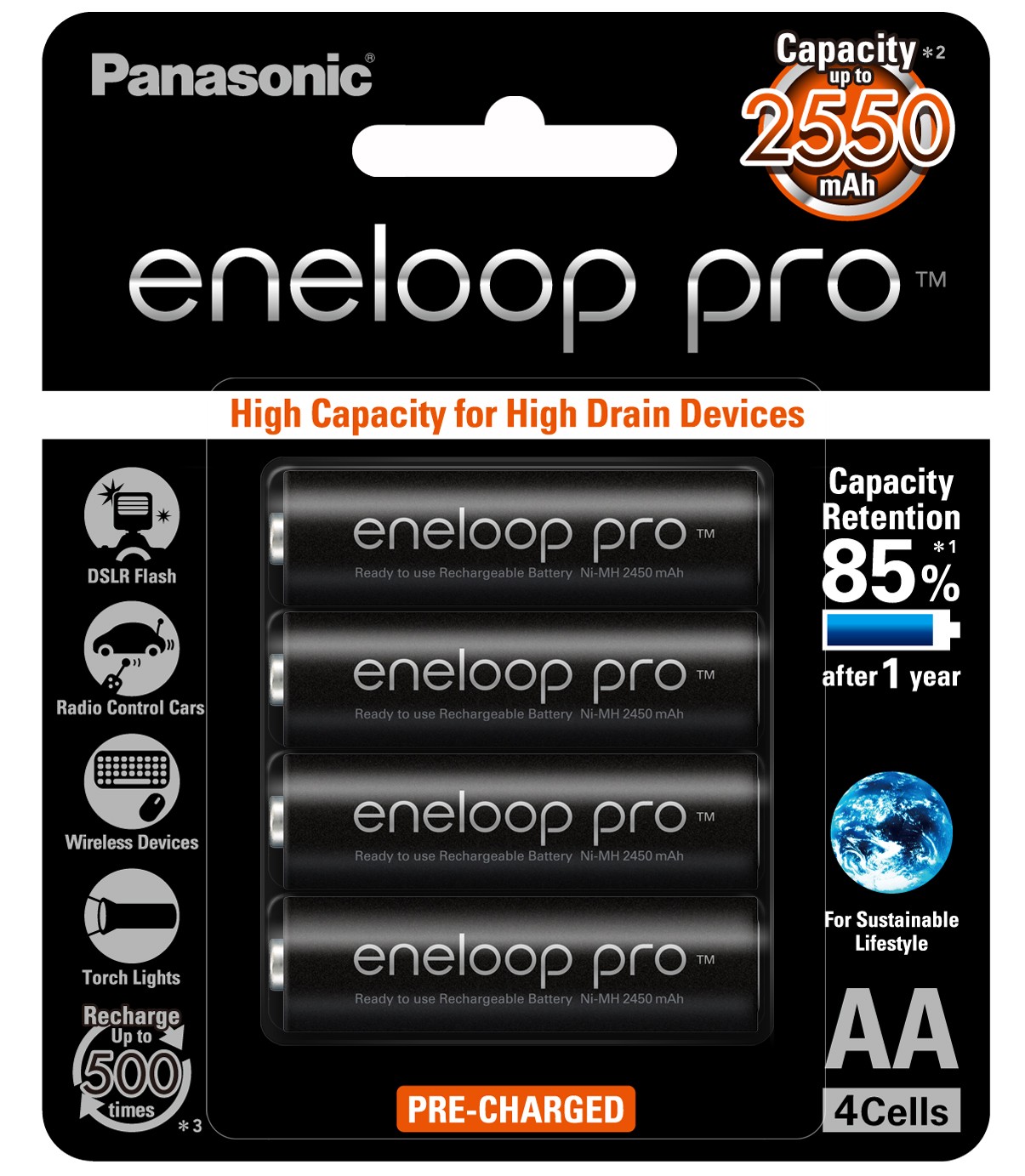 4 x Eneloop Pro Ni–MH Rechargeable AA Batteries