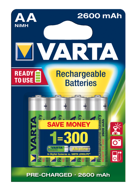 4 x Varta NiMH AA Rechargeable Batteries - Image 2